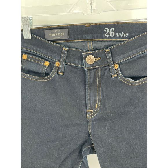 J Crew Toothpick Jeans Ankle Women's‎ Size 26 Dark Wash Blue - Picture 3 of 12